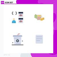 Stock Vector Icon Pack of 4 Line Signs and Symbols for app coke develop dollar drinks Editable Vector Design Elements