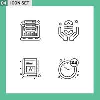 Set of 4 Modern UI Icons Symbols Signs for analysis baby statistic fast words Editable Vector Design Elements