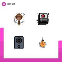 Set of 4 Vector Filledline Flat Colors on Grid for cross gadget patrick real speaker Editable Vector Design Elements