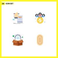 Set of 4 Modern UI Icons Symbols Signs for education package progress management adornment Editable Vector Design Elements