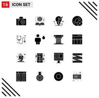 16 Thematic Vector Solid Glyphs and Editable Symbols of doctor gadget idea disc computers Editable Vector Design Elements