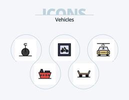 línea de vehículos llenos de iconos paquete 5 diseño de iconos. . viejo. . todoterreno vector