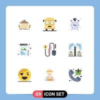 Pictogram Set of 9 Simple Flat Colors of image designing alarm creative alert Editable Vector Design Elements