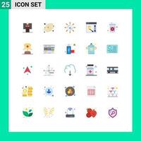 Mobile Interface Flat Color Set of 25 Pictograms of tool design planet seo media Editable Vector Design Elements