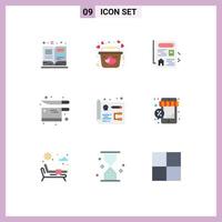 9 Flat Color concept for Websites Mobile and Apps web designing document knife kitchen Editable Vector Design Elements