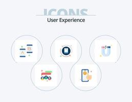 experiencia de usuario paquete de iconos planos 5 diseño de iconos. atracción. proceso. charlar. ux. acción vector