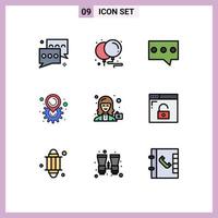 Set of 9 Modern UI Icons Symbols Signs for camera setting party map gear Editable Vector Design Elements