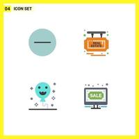 Set of 4 Commercial Flat Icons pack for circle holiday board sale bids Editable Vector Design Elements