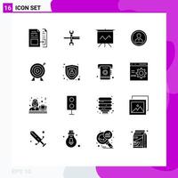 Universal Icon Symbols Group of 16 Modern Solid Glyphs of people human spanner avatar graph Editable Vector Design Elements