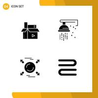 Pack of 4 creative Solid Glyphs of content circle media plumber direction Editable Vector Design Elements