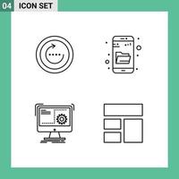 Line Pack of 4 Universal Symbols of browser command sync explore function Editable Vector Design Elements