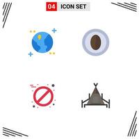 4 User Interface Flat Icon Pack of modern Signs and Symbols of astronomy pill coffee food camping Editable Vector Design Elements