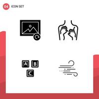 4 Solid Glyph concept for Websites Mobile and Apps image blocks beauty spa alphabet Editable Vector Design Elements