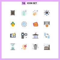 Group of 16 Flat Colors Signs and Symbols for clown planning instrument manager connection Editable Pack of Creative Vector Design Elements