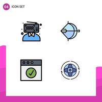 4 Universal Filledline Flat Colors Set for Web and Mobile Applications blogger app influencer arrow mac Editable Vector Design Elements