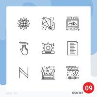 Mobile Interface Outline Set of 9 Pictograms of mobile gestures flying donate donation Editable Vector Design Elements