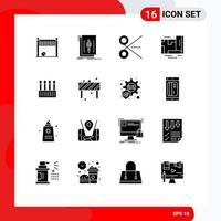 Pictogram Set of 16 Simple Solid Glyphs of navigation location program gps tool Editable Vector Design Elements