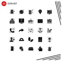 25 iconos creativos, signos y símbolos modernos del dispositivo, monitor de música, menos navegación, elementos de diseño vectorial editables vector