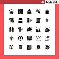 25 Universal Solid Glyphs Set for Web and Mobile Applications milk shop hat offer mail Editable Vector Design Elements