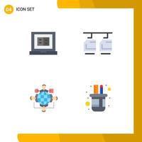 Pack of 4 creative Flat Icons of book instruction online transportation operation Editable Vector Design Elements