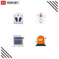 4 Universal Flat Icons Set for Web and Mobile Applications diet web scale hobby wireframe Editable Vector Design Elements