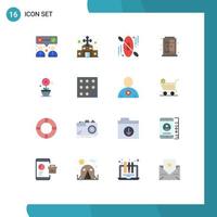 Universal Icon Symbols Group of 16 Modern Flat Colors of achievement growth canoe plant living Editable Pack of Creative Vector Design Elements