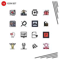 Set of 16 Modern UI Icons Symbols Signs for design farming browser insects butterfly Editable Creative Vector Design Elements