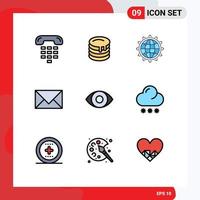 conjunto de 9 iconos de interfaz de usuario modernos signos de símbolos para contacto de correo electrónico elementos de diseño de vector editables de negocios de comunicación de canadá