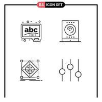 4 iconos creativos signos y símbolos modernos del clúster abc aprenden elementos de diseño vectorial editables del modelo de transmisión vector