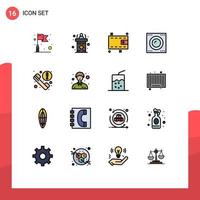 16 Universal Flat Color Filled Line Signs Symbols of information call wallet technology gadgets Editable Creative Vector Design Elements