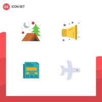 4 User Interface Flat Icon Pack of modern Signs and Symbols of adventure presentation megaphone report takeoff Editable Vector Design Elements