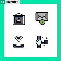 User Interface Pack of 4 Basic Filledline Flat Colors of birthday productivity picture verification telephone Editable Vector Design Elements