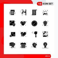 Set of 16 Modern UI Icons Symbols Signs for graph analytics faucet file target Editable Vector Design Elements