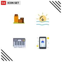 4 User Interface Flat Icon Pack of modern Signs and Symbols of building controller appartment sun keys Editable Vector Design Elements