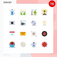 Mobile Interface Flat Color Set of 16 Pictograms of photo focus city success cup Editable Pack of Creative Vector Design Elements