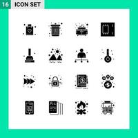 16 Universal Solid Glyph Signs Symbols of bathroom bath furniture products electronics Editable Vector Design Elements