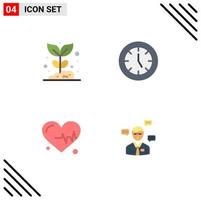 Group of 4 Modern Flat Icons Set for agriculture technology nature devices beat Editable Vector Design Elements