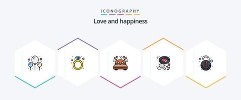 Love 25 FilledLine icon pack including love. heart. dating. bubble. heart vector