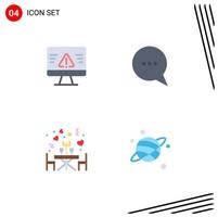 conjunto de pictogramas de 4 iconos planos simples de incumplimiento romántico gdpr mensaje astrología elementos de diseño vectorial editables vector