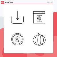 4 Creative Icons Modern Signs and Symbols of download network browser bluetooth berry Editable Vector Design Elements