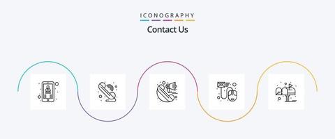 contáctenos paquete de iconos de línea 5 que incluye caja. carta. anuncio. archivo. datos vector