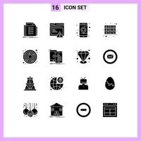 Universal Icon Symbols Group of 16 Modern Solid Glyphs of rack furniture alert drawer navigation Editable Vector Design Elements