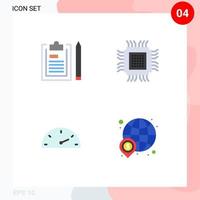 4 Universal Flat Icons Set for Web and Mobile Applications clipboard information notepad cloud speed Editable Vector Design Elements