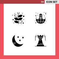 Set of 4 Modern UI Icons Symbols Signs for agriculture moon harvest offshore weather Editable Vector Design Elements