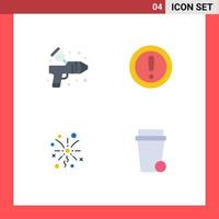 Mobile Interface Flat Icon Set of 4 Pictograms of airbrush fireworks arts note celebration Editable Vector Design Elements