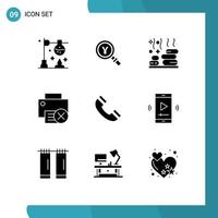 Pictogram Set of 9 Simple Solid Glyphs of printer gadget find devices wellness Editable Vector Design Elements