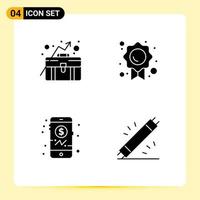 Solid Glyph Pack of 4 Universal Symbols of business investment growth trust devices Editable Vector Design Elements