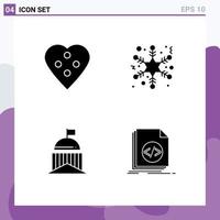 Pack of Modern Solid Glyphs Signs and Symbols for Web Print Media such as button flag heart button snow ireland Editable Vector Design Elements