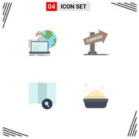 Pictogram Set of 4 Simple Flat Icons of outsource explore human direction search Editable Vector Design Elements