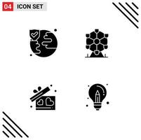 4 User Interface Solid Glyph Pack of modern Signs and Symbols of world wedding atomium gift business Editable Vector Design Elements